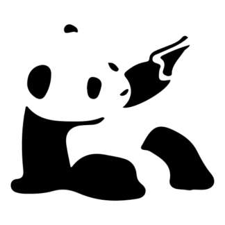 Panda Holding Gun Decal (Black)